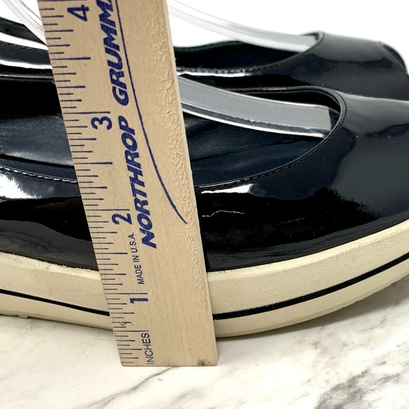 Stuart Weitzman Peep Toe Slingback Flatform two tone patent leather black 7.5 - Picture 11 of 13